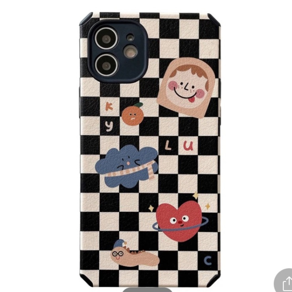 Checkered cartoon monster phone case iphone7plus8plus
